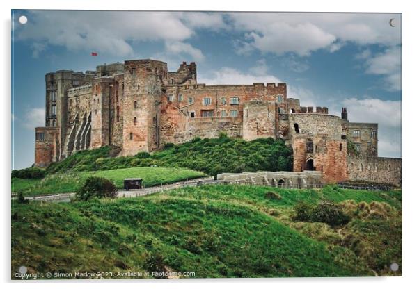 Majestic Bamburgh Castle Acrylic by Simon Marlow