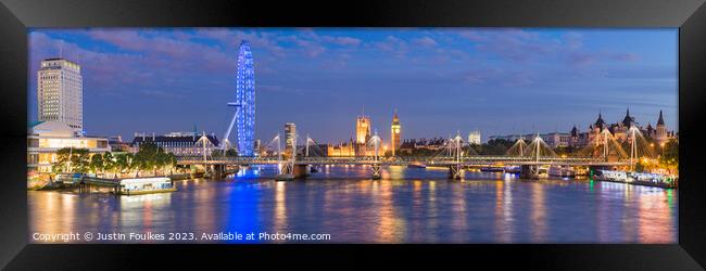 Panoramic view of the London skyline Framed Print by Justin Foulkes