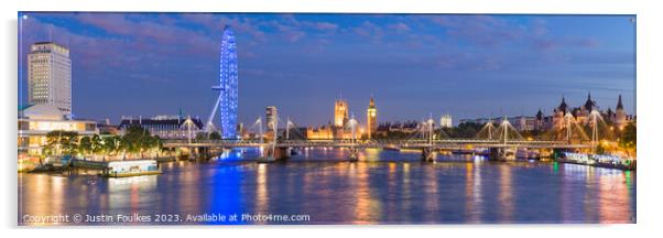 Panoramic view of the London skyline Acrylic by Justin Foulkes