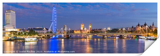 Panoramic view of the London skyline Print by Justin Foulkes