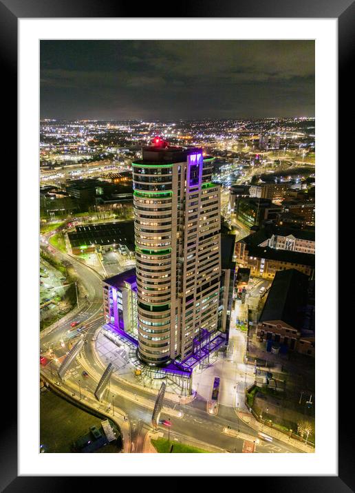 Bridgewater Place Night Framed Mounted Print by Apollo Aerial Photography