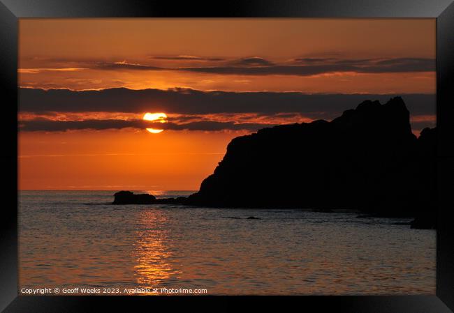 Trevone Sunset Framed Print by Geoff Weeks