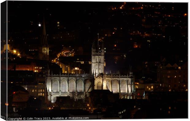 Bath Abbey at Night Canvas Print by Colin Tracy