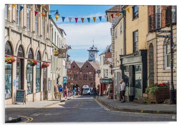 Ross on Wye town centre. Acrylic by Bill Allsopp