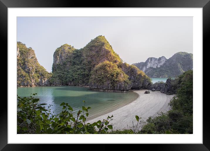 Halong Bay beach Framed Mounted Print by Jed Pearson