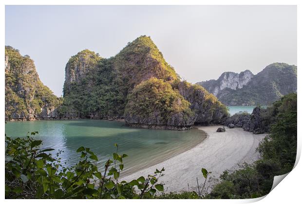 Halong Bay beach Print by Jed Pearson