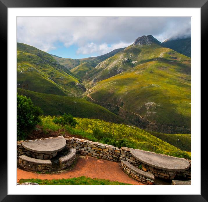 Montagu pass from the Outeniqua Pass lookout Framed Mounted Print by Adrian Turnbull-Kemp