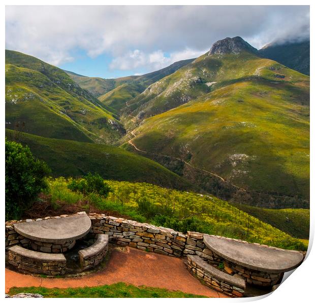 Montagu pass from the Outeniqua Pass lookout Print by Adrian Turnbull-Kemp