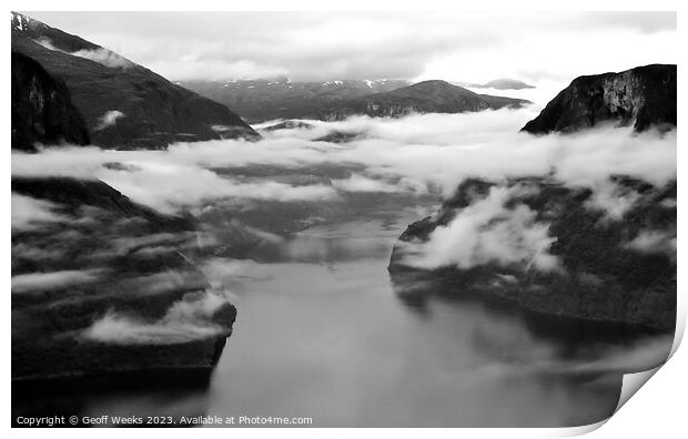 Aurlandsfjord Norway Print by Geoff Weeks