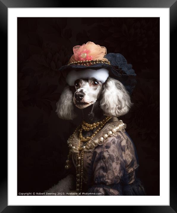 Victorian poodle Framed Mounted Print by Robert Deering
