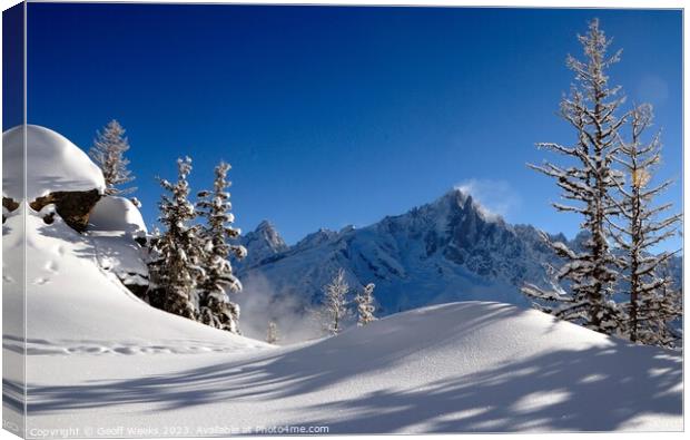 Winter in Chamonix Canvas Print by Geoff Weeks