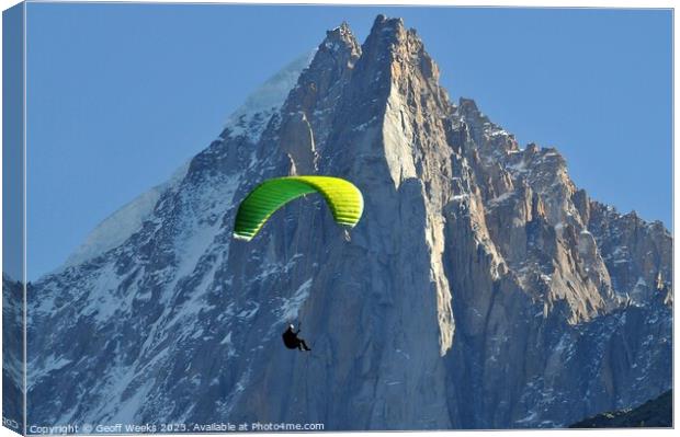 Paragliding in the Alps Canvas Print by Geoff Weeks