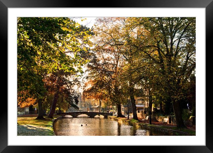 Bourton on the Water Autumn Trees Cotswolds UK Framed Mounted Print by Andy Evans Photos