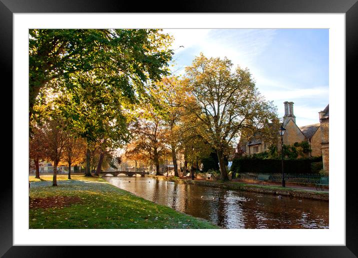 Bourton on the Water Autumn Trees Cotswolds UK Framed Mounted Print by Andy Evans Photos