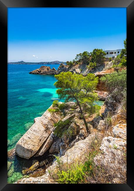 Coast landscape Mediterranean Sea Majorca island,  Framed Print by Alex Winter