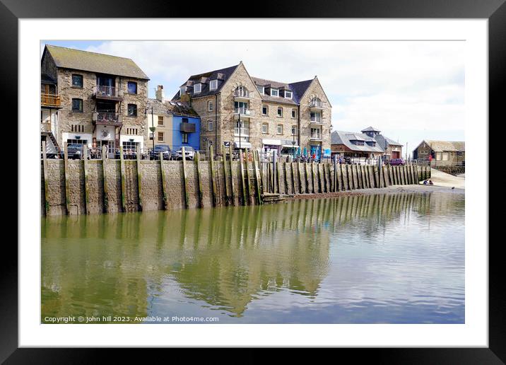 Reflections at Looe quay Cornwall Framed Mounted Print by john hill