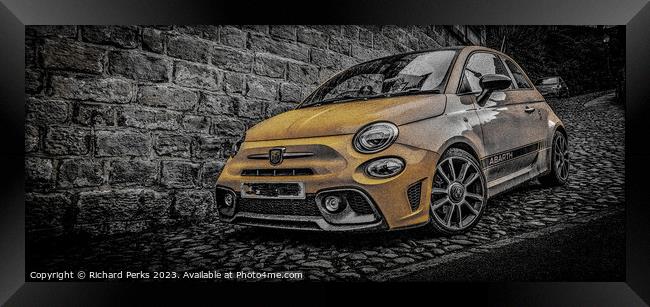 Yellow Fiat Abarth  Framed Print by Richard Perks