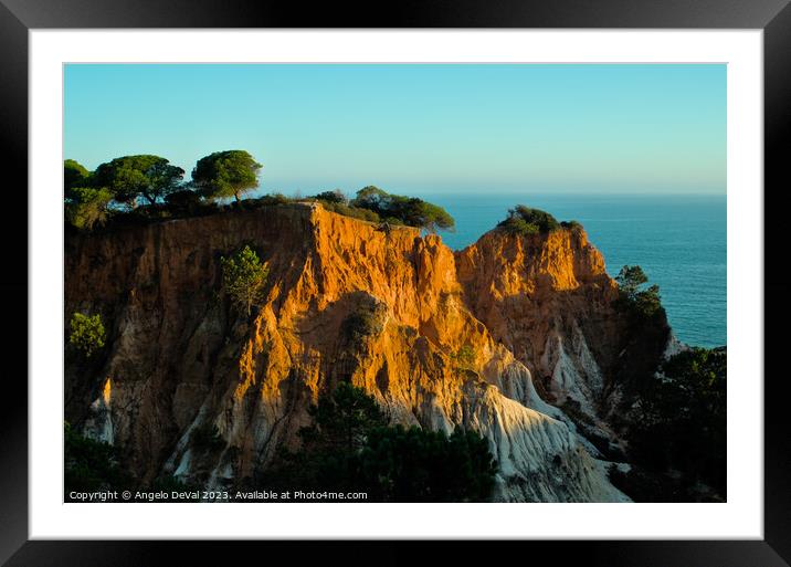 Sea and Sunbathing Cliffs in Algarve Framed Mounted Print by Angelo DeVal