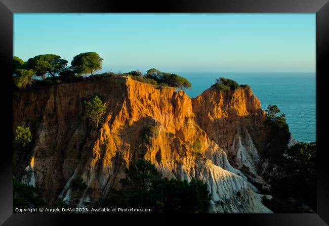 Sea and Sunbathing Cliffs in Algarve Framed Print by Angelo DeVal