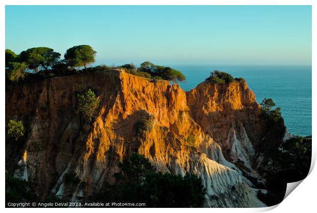 Sea and Sunbathing Cliffs in Algarve Print by Angelo DeVal