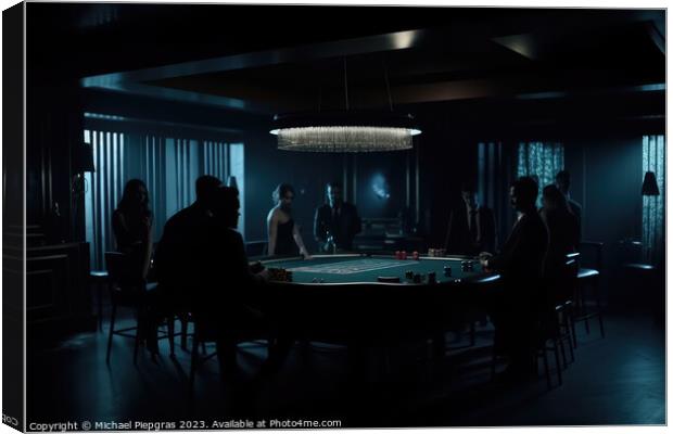 A dark room with the silhouettes of people gambling created with Canvas Print by Michael Piepgras