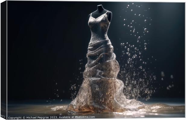 An Elegant Dress Made of wild Water on a Mannequin created with  Canvas Print by Michael Piepgras
