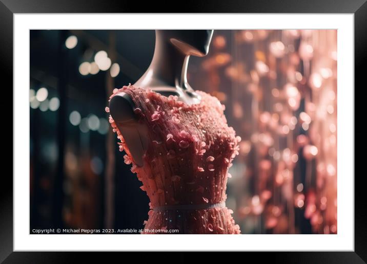 An innovative Elegant Dress made of candyfloss on a Mannequin wi Framed Mounted Print by Michael Piepgras