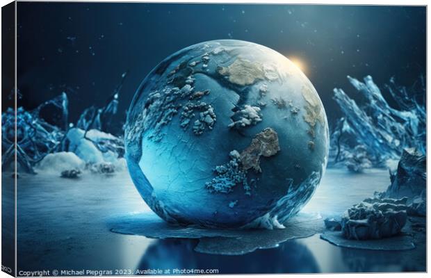 Blue Planet Earth - Playing Ball of Climate Change created with  Canvas Print by Michael Piepgras