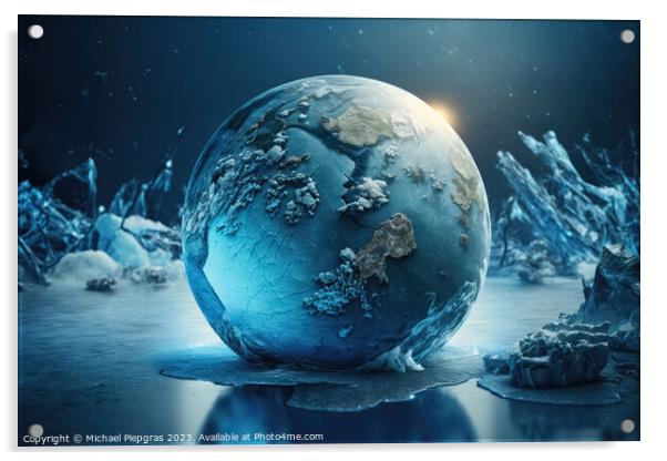 Blue Planet Earth - Playing Ball of Climate Change created with  Acrylic by Michael Piepgras
