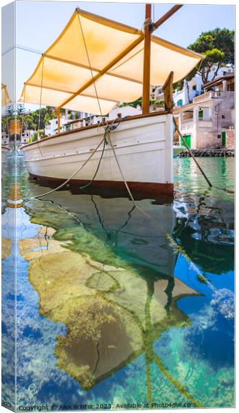 Idyllic view of old fisher boat at Cala Figuera Canvas Print by Alex Winter