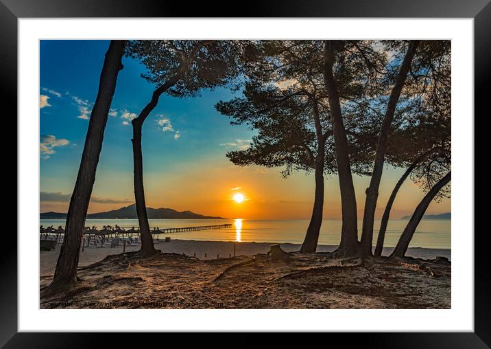 Idyllic view of sunrise at coast Alcudia Bay Framed Mounted Print by Alex Winter