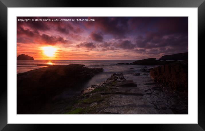 Majestic Sunset over Trebarwith Strand Framed Mounted Print by Derek Daniel