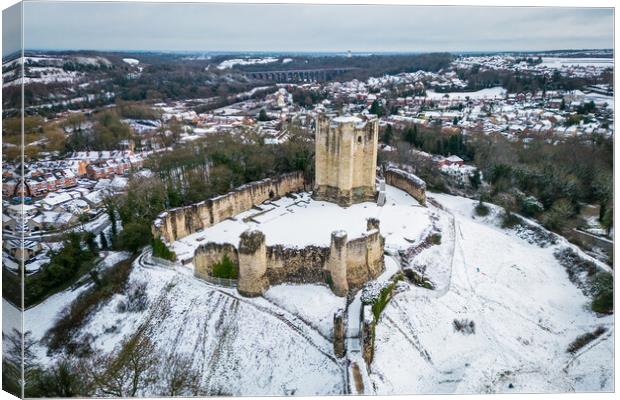 Conisbrough Castle Snow Canvas Print by Apollo Aerial Photography