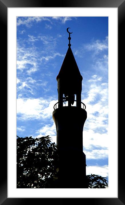 siluhuette_minaret Framed Mounted Print by Hassan Najmy