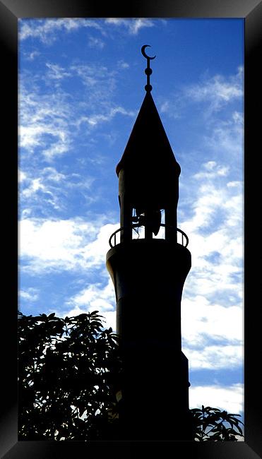siluhuette_minaret Framed Print by Hassan Najmy