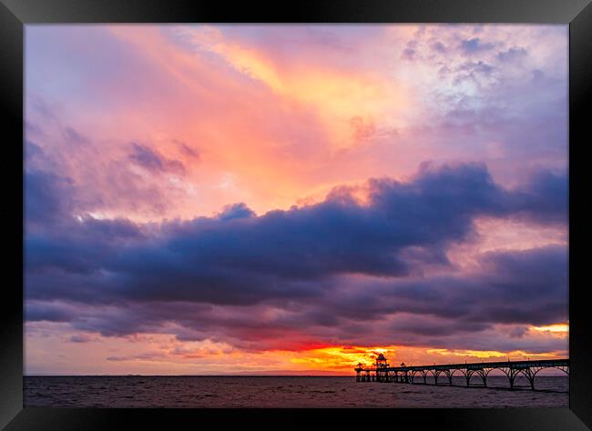 Clevedon Pier at sunset Framed Print by Rory Hailes