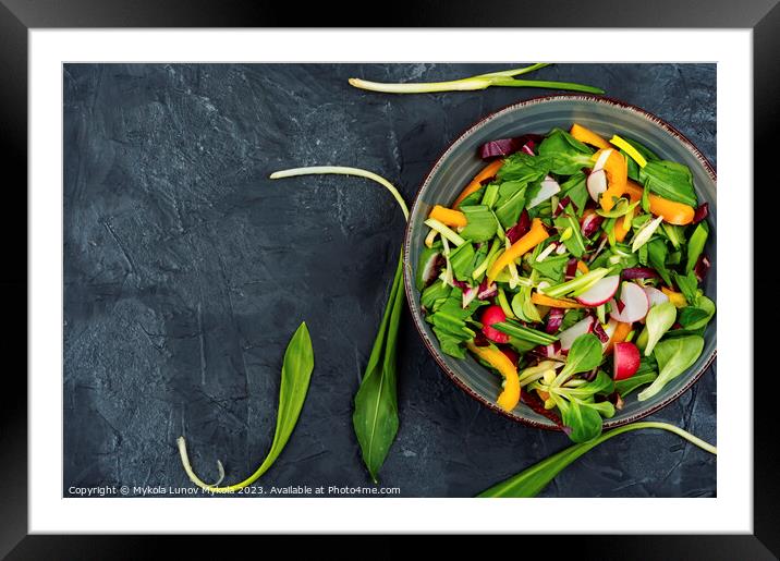 Vegetable vitamin salad with wild garlic Framed Mounted Print by Mykola Lunov Mykola