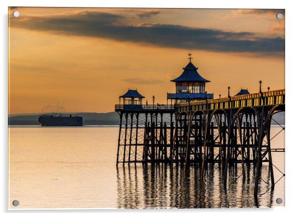 Clevedon Pier at sunset on a calm evening Acrylic by Rory Hailes