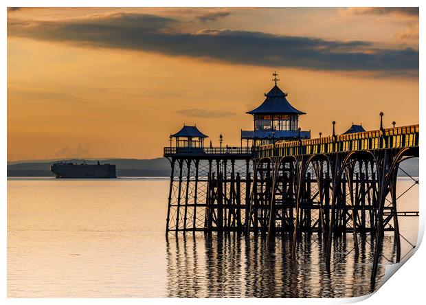 Clevedon Pier at sunset on a calm evening Print by Rory Hailes