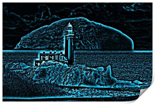 Turnberry lighthouse and Ailsa Craig  (abstract) Print by Allan Durward Photography