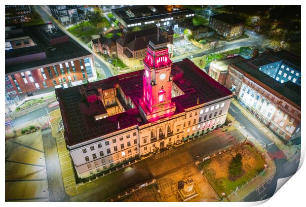 Barnsley Town Hall building Print by Apollo Aerial Photography