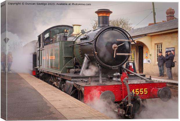 4555 steam train at Cranmore on the East Somerset Railway  Canvas Print by Duncan Savidge