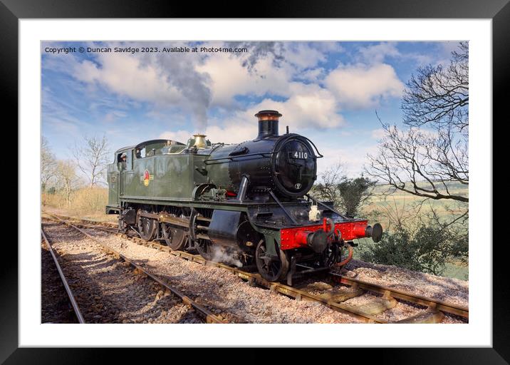 Large Prairie steam train 4110 returns to steam at Mendip Vale  Framed Mounted Print by Duncan Savidge