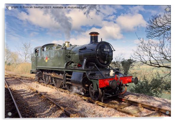 Large Prairie steam train 4110 returns to steam at Mendip Vale  Acrylic by Duncan Savidge
