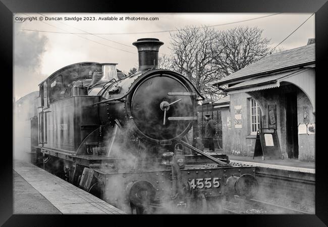 Large Praire 4555 in black and White at the Eat Somerset Railway  Framed Print by Duncan Savidge