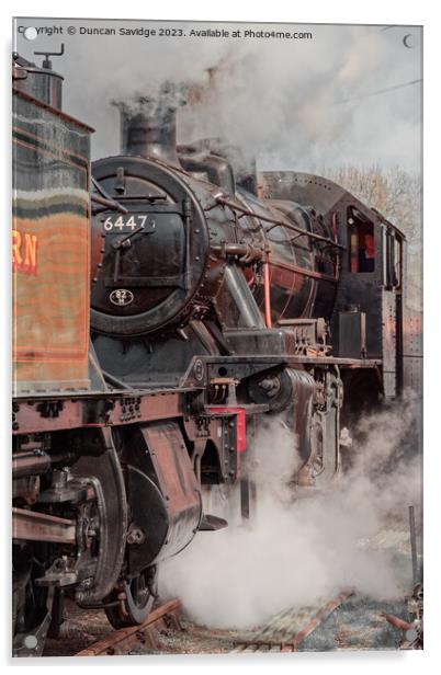 46447 steam train sat behind Large Prairie 4555 in an atmospheric shot Acrylic by Duncan Savidge