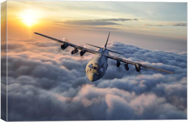 RAF Hercules Sundown Canvas Print by J Biggadike