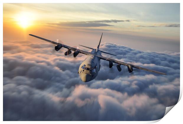 RAF Hercules Sundown Print by J Biggadike