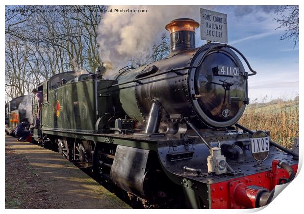 4110 at Mendip Vale station, East Somerset Railway - steam train Print by Duncan Savidge