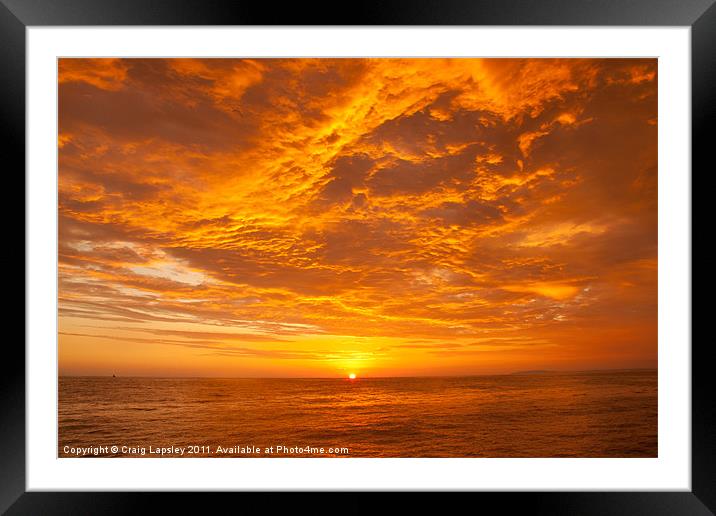 Pacific Sunset Framed Mounted Print by Craig Lapsley